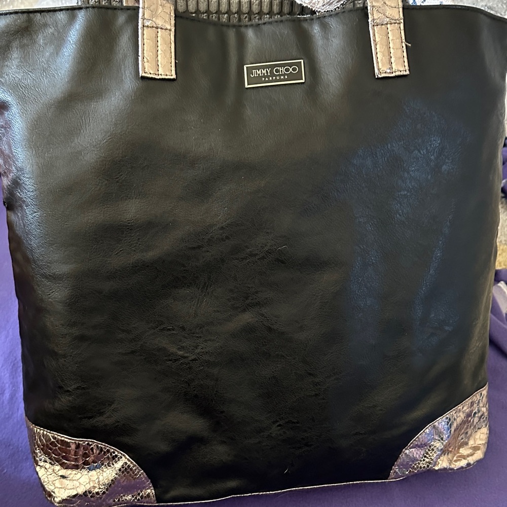 Jimmy Choo Black and Silver Leather Tote
